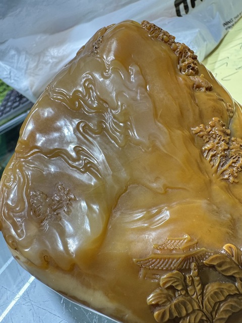 古玩雜項老撾田黃石擺件真品鑒賞圖