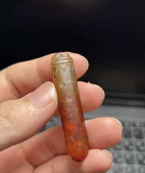 古玩玉器岫巖玉墜真品鑒賞圖