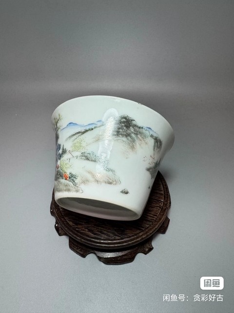 古玩陶瓷淺絳彩杯真品鑒賞圖