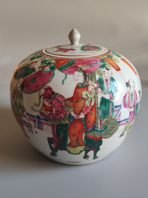 古玩陶瓷粉彩西瓜罐真品鑒賞圖