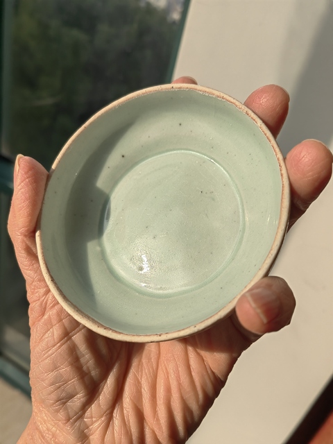 古玩陶瓷青色卵白釉水洗真品鑒賞圖