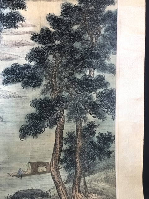 古玩字畫瀧岡居士泛舟放鶴去立軸真品鑒賞圖