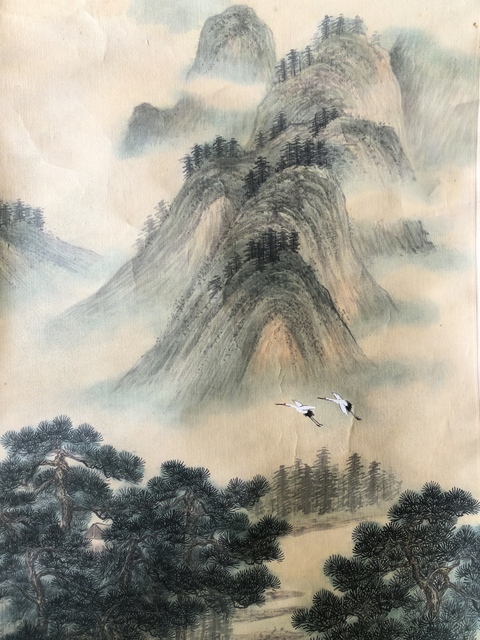 古玩字畫瀧岡居士泛舟放鶴去立軸真品鑒賞圖