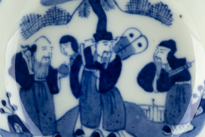 古玩陶瓷清晚·青花福祿壽三星人物紋小盤一對真品鑒賞圖