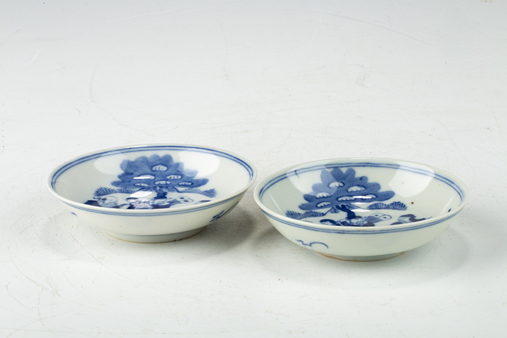 古玩陶瓷清晚·青花福祿壽三星人物紋小盤一對真品鑒賞圖