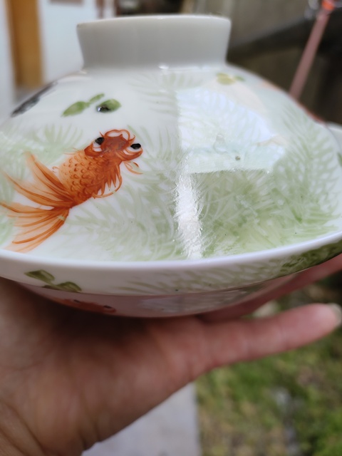 古玩陶瓷粉彩金玉滿堂紋蓋碗真品鑒賞圖