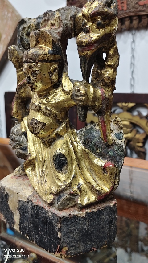 古玩雜項木雕藥王造像真品鑒賞圖