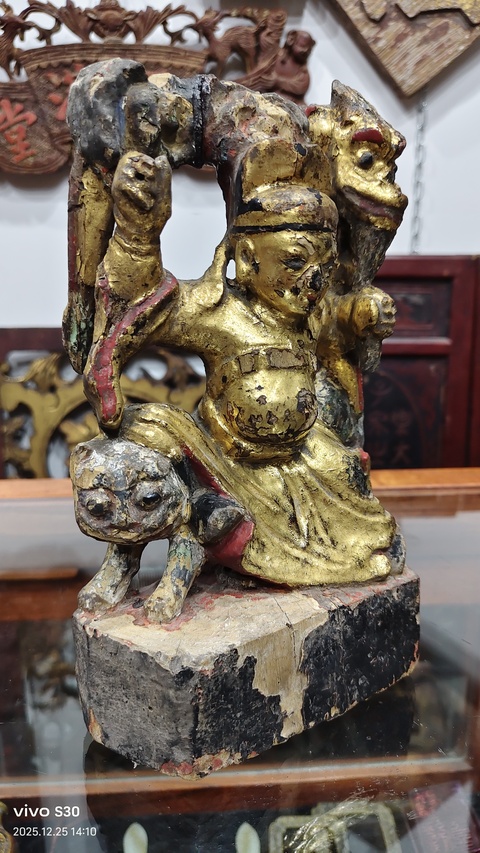 古玩雜項木雕藥王造像真品鑒賞圖