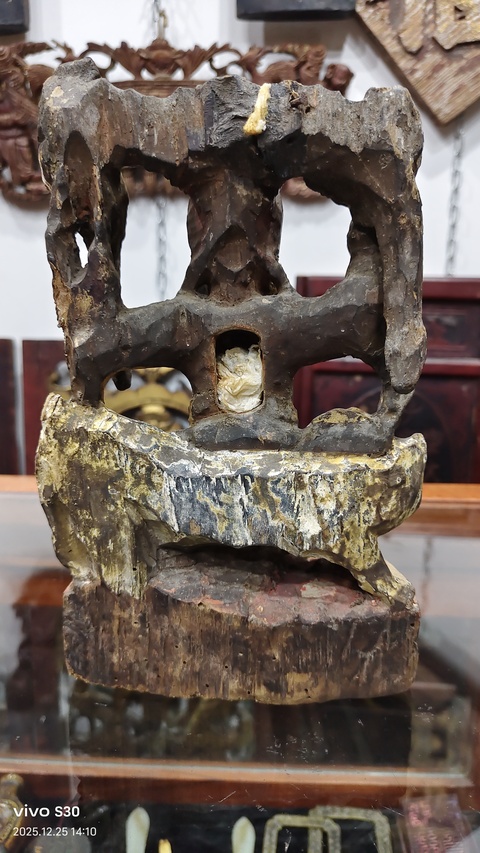 古玩雜項木雕藥王造像真品鑒賞圖