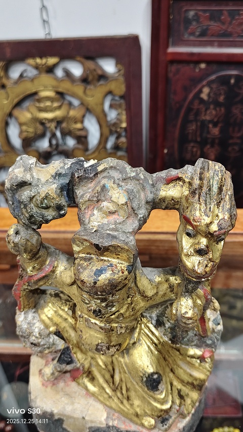 古玩雜項木雕藥王造像真品鑒賞圖