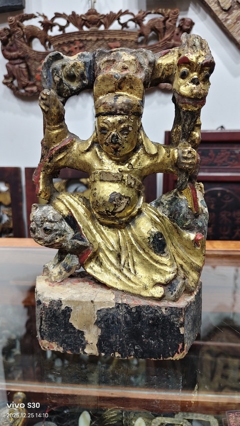 古玩雜項木雕藥王造像真品鑒賞圖