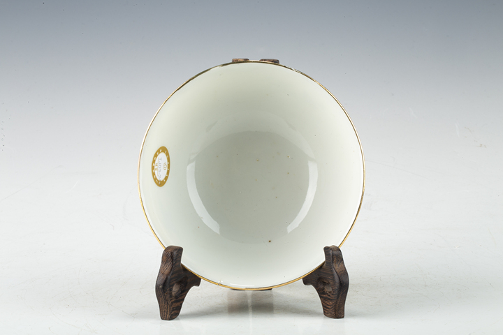 古玩陶瓷民國·麗華瓷業(yè)公司貼花描金碗真品鑒賞圖