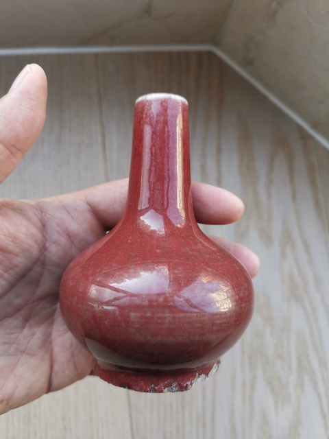 古玩陶瓷鈞紅釉天球瓶真品鑒賞圖