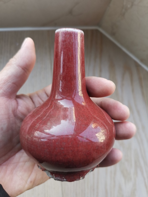 古玩陶瓷鈞紅釉天球瓶真品鑒賞圖