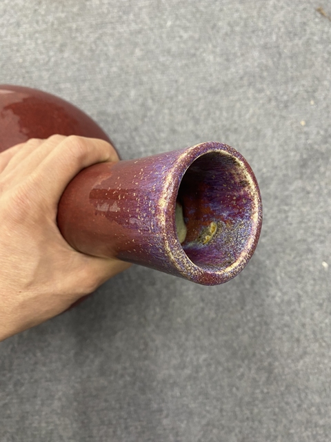 古玩陶瓷鈞紅窯變釉天球瓶真品鑒賞圖