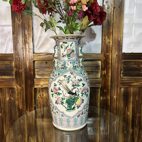 古玩陶瓷花鳥紋粉彩瓶真品鑒賞圖