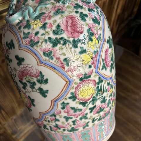 古玩陶瓷花鳥紋粉彩瓶真品鑒賞圖