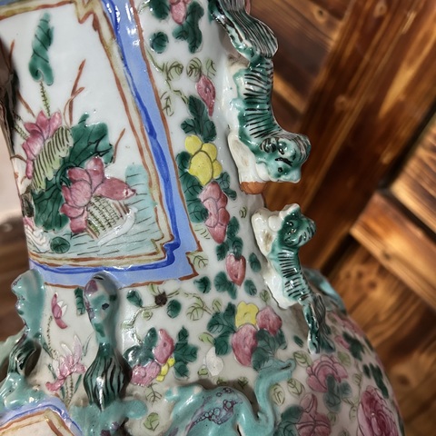 古玩陶瓷花鳥紋粉彩瓶真品鑒賞圖