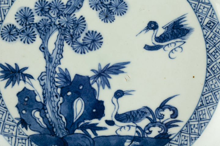 古玩陶瓷清康熙·青花松鶴延年紋盤拍賣，當前價格2098元