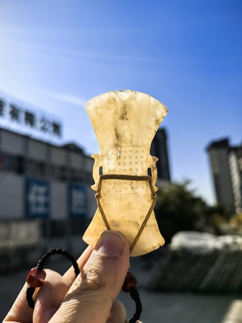 古玩玉器仿古玉斧形件真品鑒賞圖