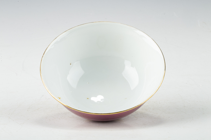 古玩陶瓷民國·胭脂水釉描金碗真品鑒賞圖