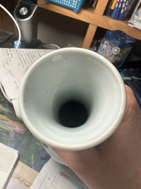 古玩陶瓷青花人物故事紋撇口瓶，疑似復窯真品鑒賞圖