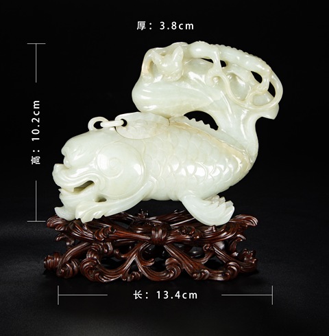 古玩玉器白玉圓雕魚化龍擺件真品鑒賞圖