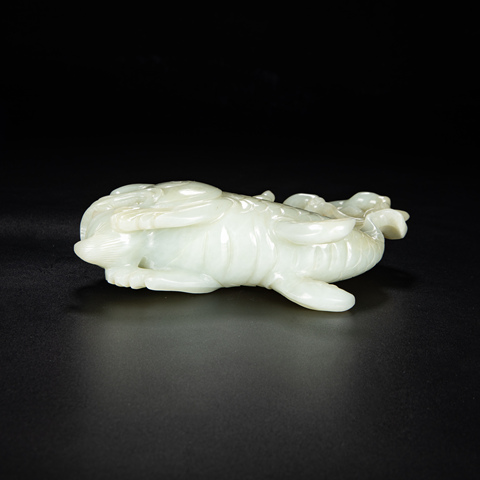 古玩玉器白玉圓雕魚化龍擺件真品鑒賞圖