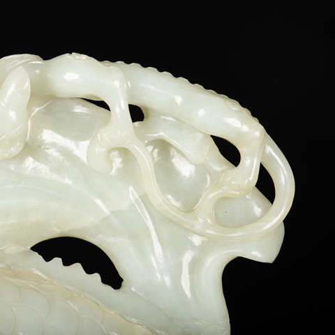 古玩玉器白玉圓雕魚化龍擺件真品鑒賞圖