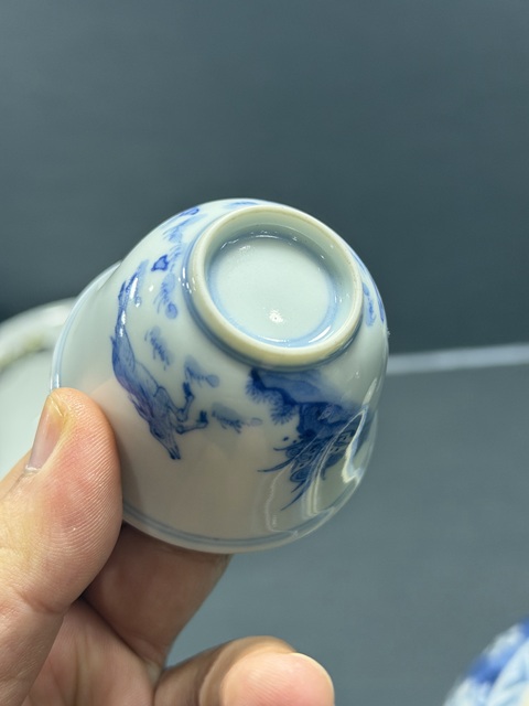 古玩陶瓷青花人物杯真品鑒賞圖