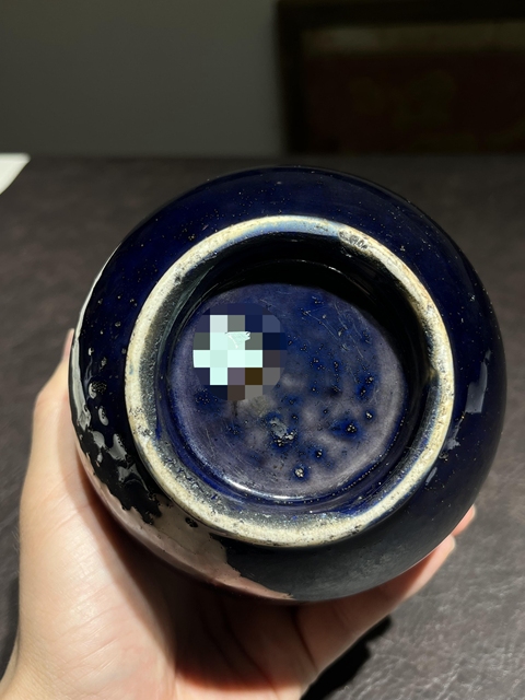 古玩陶瓷茄皮紫釉膽瓶真品鑒賞圖