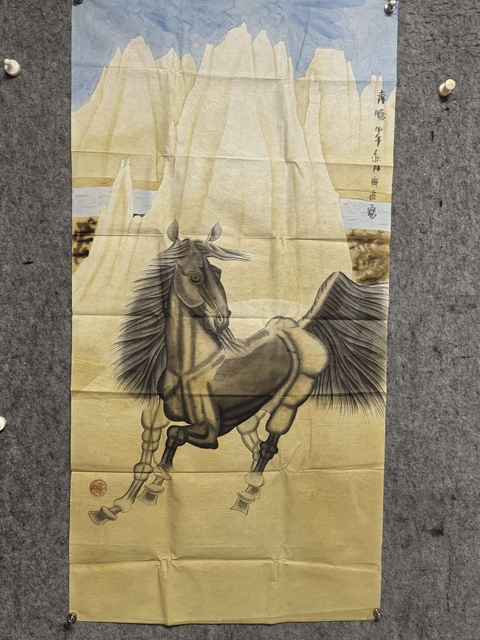 古玩字畫李廣彥駿馬圖拍賣，當前價格3600元