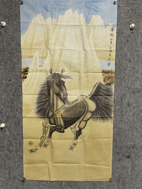 古玩字畫李廣彥駿馬圖拍賣，當前價格3600元