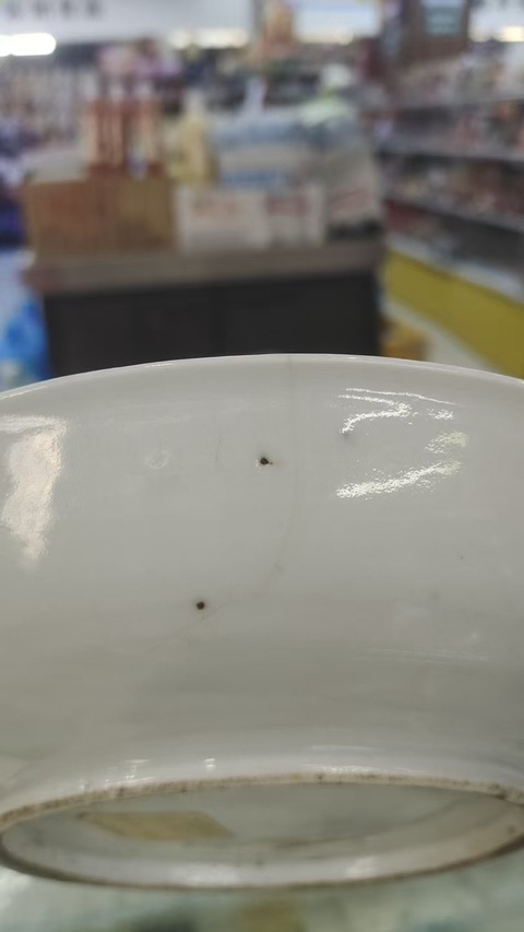 古玩陶瓷粉彩洞石牡丹花鳥(niǎo)紋盤(pán)真品鑒賞圖