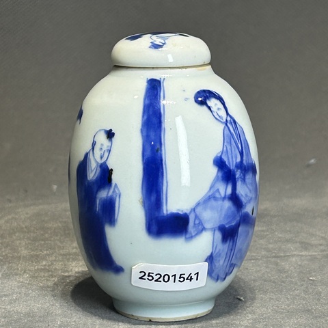 古玩陶瓷康熙青花教子圖蓮子罐拍賣，當前價格16800元