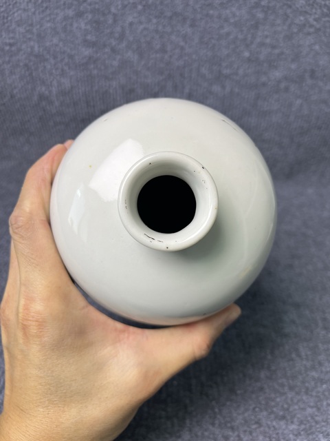 古玩陶瓷青花洞石亭臺樓閣人物詩文萊福瓶真品鑒賞圖