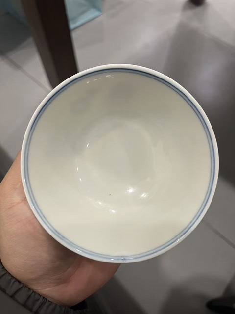 古玩陶瓷江西瓷業公司款桑蠶紋青花碗真品鑒賞圖