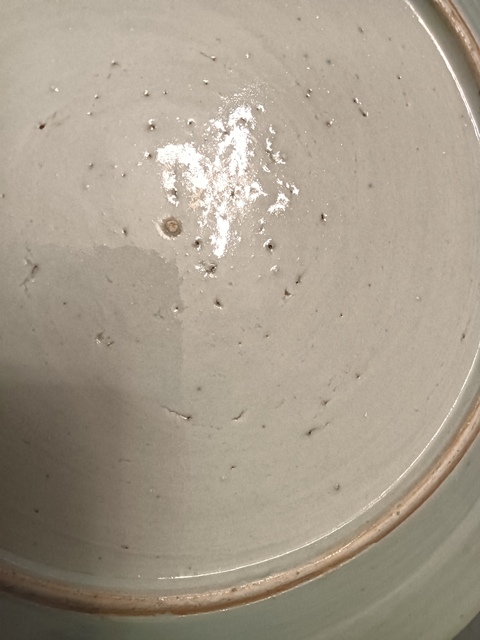 古玩陶瓷樓臺亭閣山水紋青花盤真品鑒賞圖