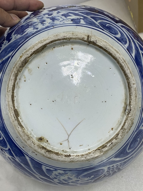 古玩陶瓷魚龍變化天球瓶青花標本真品鑒賞圖