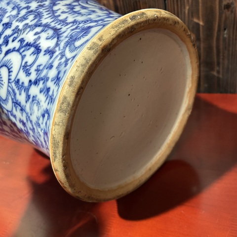 古玩陶瓷青花纏枝蓮喜字將軍罐真品鑒賞圖