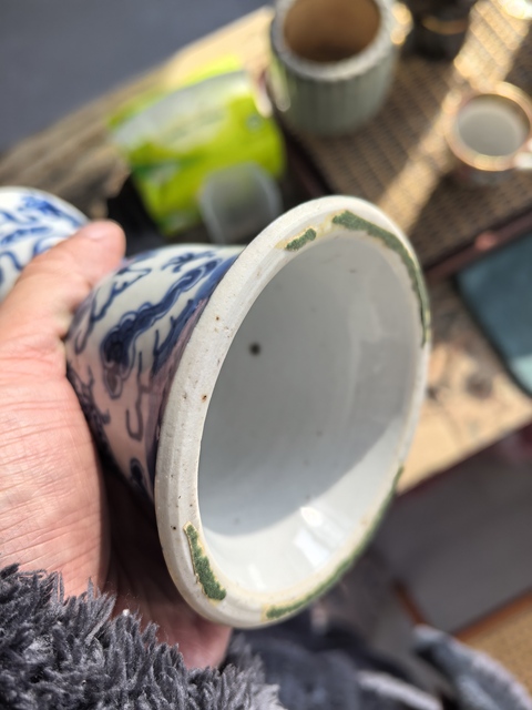 古玩陶瓷青花龍紋燭臺真品鑒賞圖