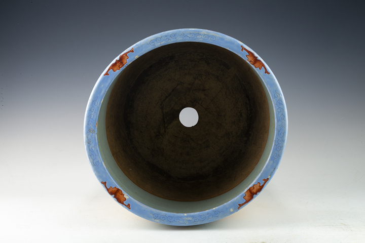 古玩陶瓷清晚·粉彩福壽綿延紋大花盆拍賣，當前價格2664元