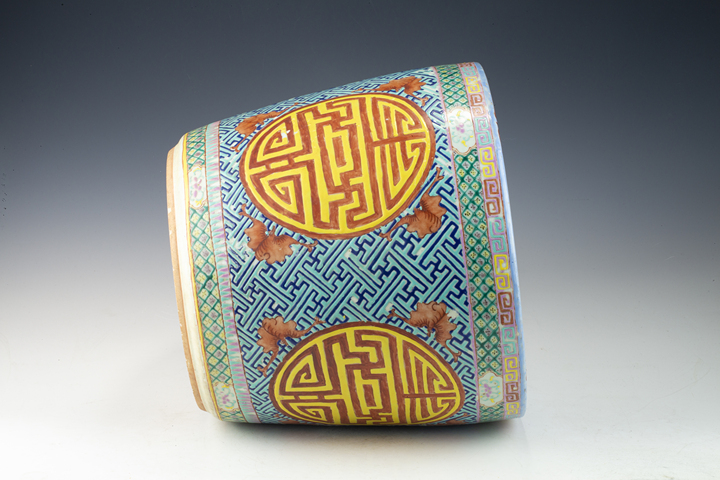 古玩陶瓷清晚·粉彩福壽綿延紋大花盆拍賣，當前價格2664元