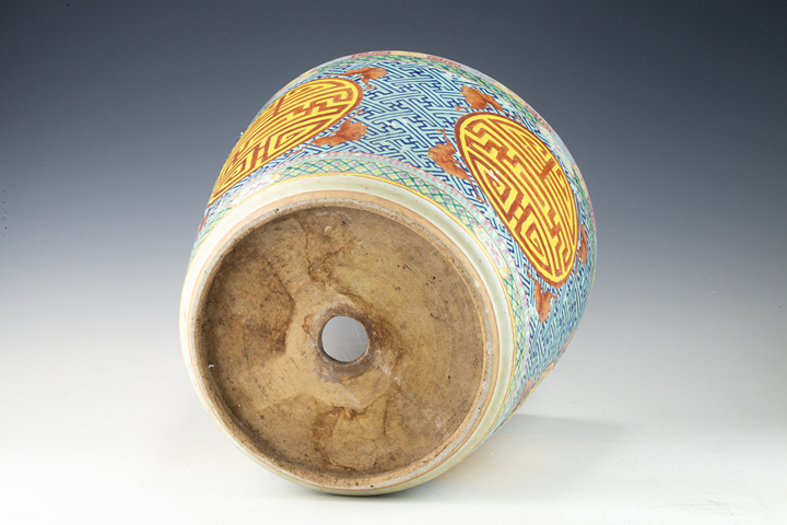 古玩陶瓷清晚·粉彩福壽綿延紋大花盆拍賣，當前價格2664元