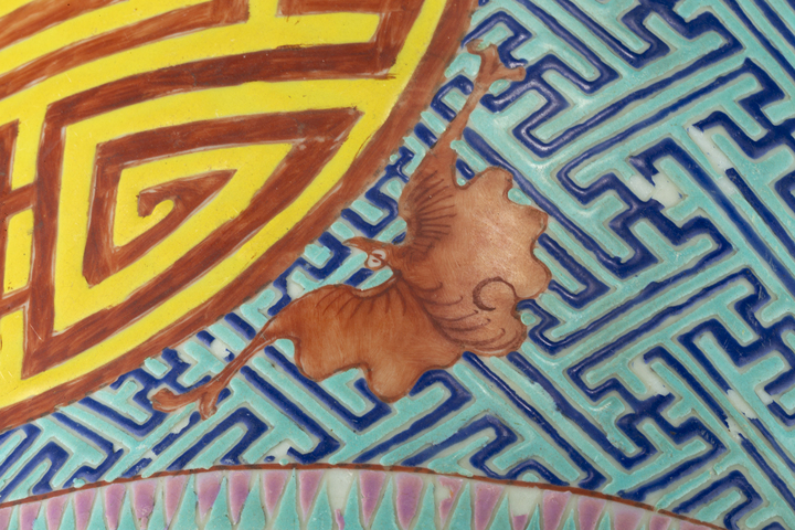 古玩陶瓷清晚·粉彩福壽綿延紋大花盆拍賣，當前價格2664元