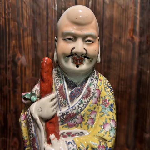 古玩陶瓷民國粉彩壽星塑像真品鑒賞圖