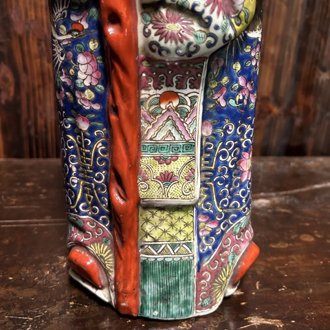 古玩陶瓷民國粉彩壽星塑像真品鑒賞圖