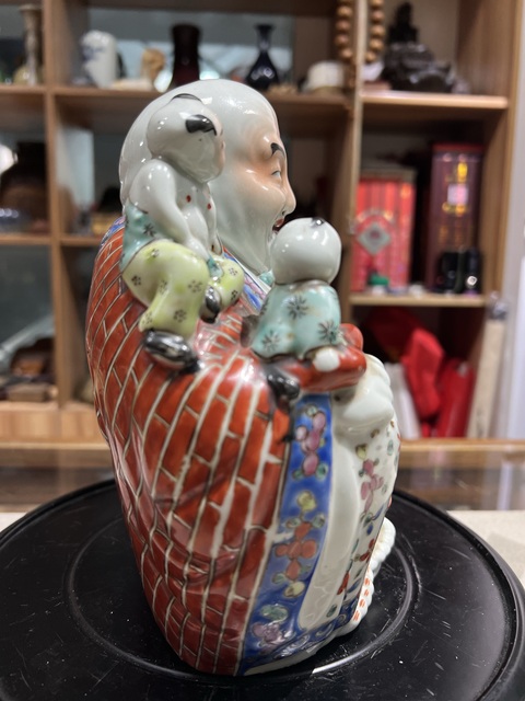 古玩陶瓷民國粉彩彌勒佛真品鑒賞圖