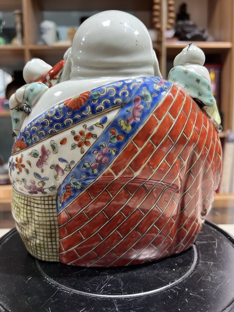 古玩陶瓷民國粉彩彌勒佛真品鑒賞圖