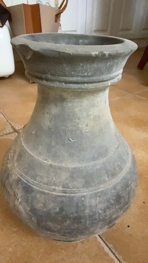 古玩陶瓷灰陶盤口壺真品鑒賞圖